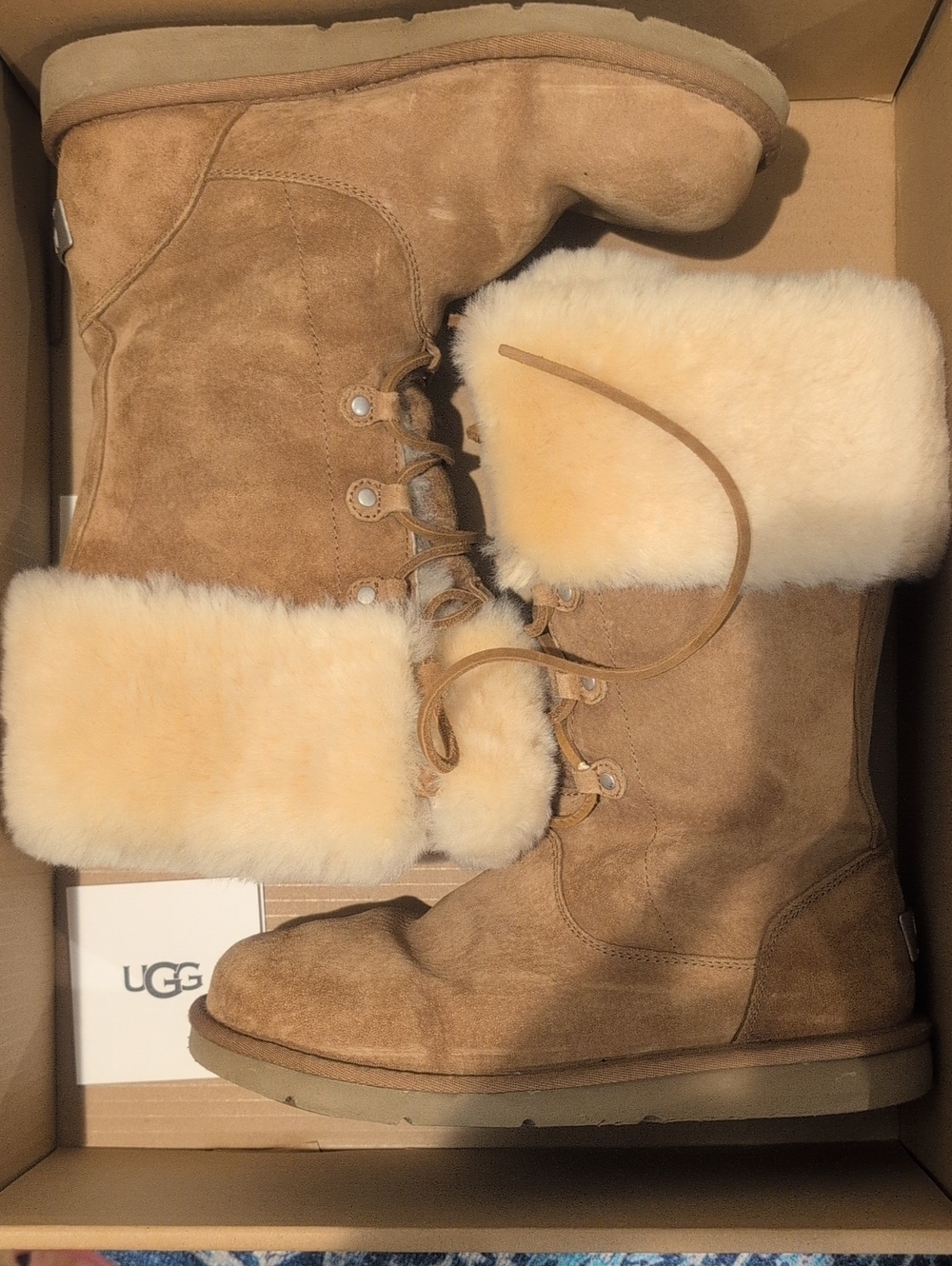UGG Women's Montclair Chestnut Suede Shearling Lace-Up Boot